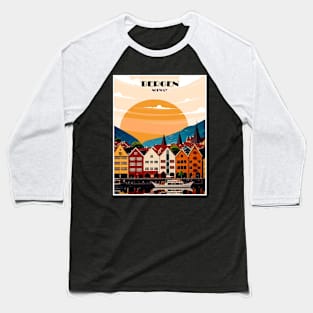 Bergen Norway Vintage Travel and Tourism Advertising Print Baseball T-Shirt